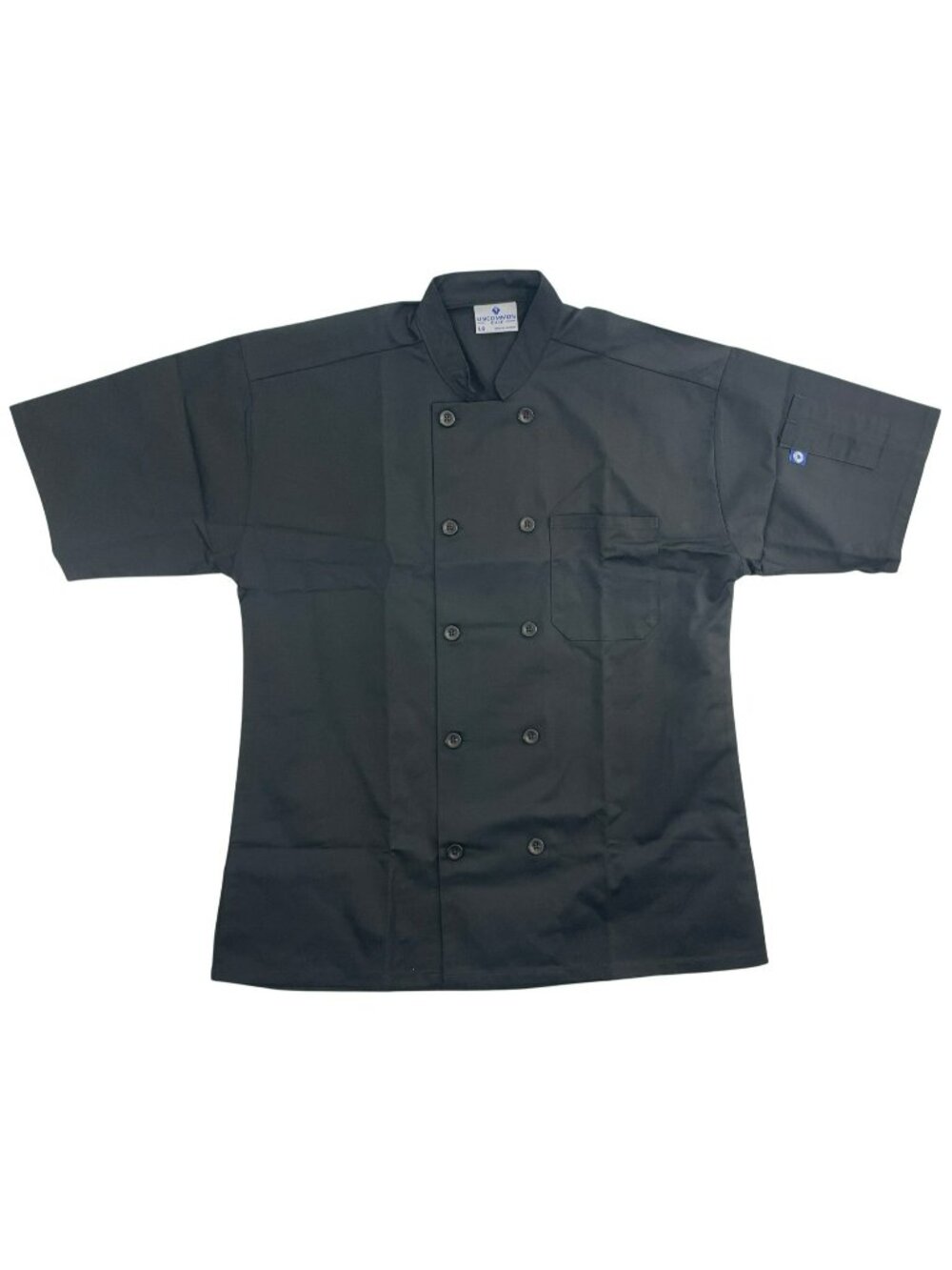 Uncommon Chef Black Short Sleeve Chef Coat Button Workwear Uniform Sz Large NWT